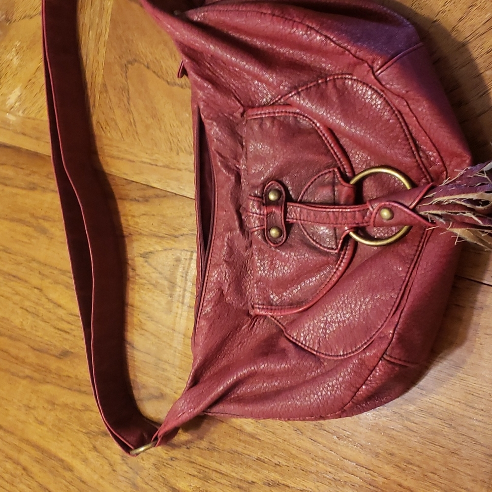 Maroon leather purse